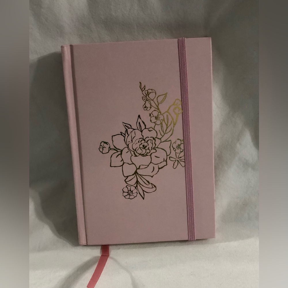 Pink Floral Hardcover Journal with Elastic Closure.5”X 7”